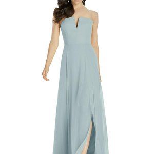 Chiffon, Strapless Maxi Dress Size 14 in Morning Sky